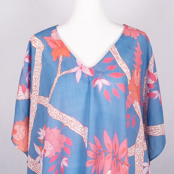 Haley and the Hound Women's Kimono Top LARGE Colorful Tropical Beach Kaftan Boho - Picture 2 of 6